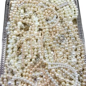 1 LB Pearl Jewelry Lot Faux Pearls Repair Repurpose Craft Broken Necklace